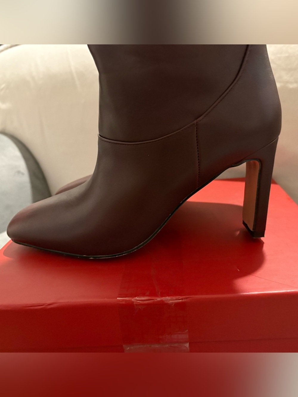 Yiya Women's Tall Square-Toe Knee-High Boots in Cherry Red / Euro 40; US 8.5 - Picture 12 of 16
